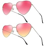 ANLIOTO 2 Stück Herz Brille, Retro Hippie Herz Sonnenbrille Set für...