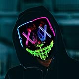 AnVerse Halloween Maske, LED Purge Maske im Dunkeln Leuchtend, Grusel...