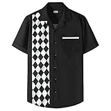 JOGAL Herren Kurzarm Freizeithemd mit Tasche Hawaii Print Hemd Männer...