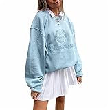 L&ieserram Damen Sweatshirt ohne Kapuze Lang Oversized Vintage...