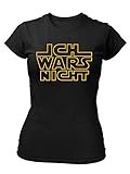 clothinx Damen T-Shirt Sprüche Ich Wars Nicht Schwarz/Gelb Größe L