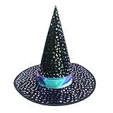 Hooin Halloween-Hexenhut. Halloween funkelnder Partyhut mit...