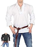Foxxeo Piratenhemd Herren weißes Rüschenhemd Mittelalter Hemd...