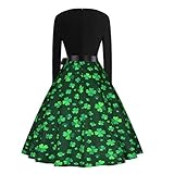 Amosfun Womens Vintage St. Patricks Day Kleid Damen Langarm Klee...