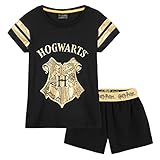 Harry Potter Schlafanzug Mädchen Kurz (Schwarz, 11-12 Jahre)