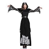 YEBIRAL Halloween Kostüm Damen Geister Schwarz Cosplay Zombiebraut...