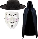 Dreamzfit - Vendetta-Maske, Kapuzenumhang und Hut