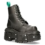 NEW ROCK BOOTS TANKMILI083C-V2 Vegan Leder Kombat Schwarz Biker Goth...