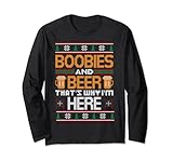Boobies And Beer That's Why I'm Here Ugly Christmas Sweater...