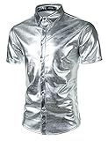 JOGAL Herren Metallic Glänzend Bronzing Nachtklub Party Hemd 3X-Large...