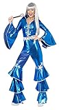Smiffys Karneval Damen Kostüm Dancing Queen blau Hippie Flower Power...