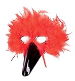Federdomino rot Karneval Augenmaske Federmaske Vogelmaske...