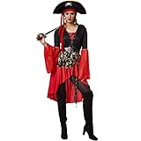 dressforfun Frauenkostüm Piratenkönigin | Kleid im Vokuhila-Stil |...