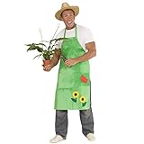 NET TOYS Gärtner Kostüm Gartenschürze mit Sonnenblumen grün Blumen...