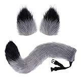 Fox Wolf Cosplay Tierohren Schwanz Set Wolf Ohren Schwanz Kostüm...