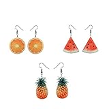 Amosfun Obst Ohrringe Set Ananas Orange Wassermelone Ohrringe Acryl...