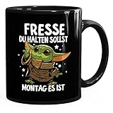 MoonWorks® Kaffee-Tasse mit Spruch Arbeit Fresse halten du sollst...