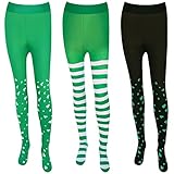 Dearlan 3 Paar gestreifte weiß-grüne Strumpfhosen mit vollem Fuß,...