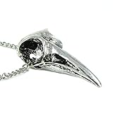 Serebra Jewelry Raben Schädel Anhänger Halskette mit Silbertönung
