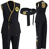 Yanny Damen Cob-ra Kai Kostüm Shirt mit Stirnband Karate Gi Cosplay...