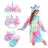 Piefry Weicher Einhorn-Bademantel mit Kapuze für Mädchen mit...