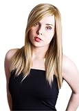 Prettyland Damen langhaar-Perücke Asch-blond hell-blond Glatt Sleek...