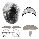 LOPOTIN 7TLG Opa Kostüm Alter Mann Perücke Großvater Accessoire...