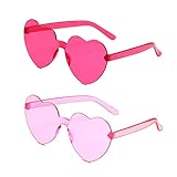 YYaaTING 2 Paar Randlose Herz Brille Hippie Partybrillen für Fasching...