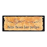 Metallschild L in 10,5x28cm für Hexen mit Besen-Motiv und Spruch -...