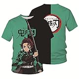 NARUNING Demon Slayer T-Shirt, 3D-Cartoon-Charakter Kurzärmelig...