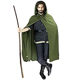 FSUJWOA Grüner Renaissance Kapuzenumhang mittelalter kleidung herren...