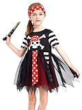 IKALI Piratenkostüm für Mädchen mit Pistole, Halloween Buch...