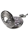 Steampunk Klassische Römische Ziffern Schwarz Taschenuhr mit Kette
