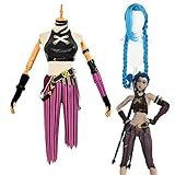 yourku Arcane Cosplay Kostüm Perücken Set, 2021 Anime Jinx für...