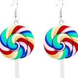 Vektenxi Dauerhafte Bunte Rainbow Lollipop Candy baumeln Ohrringe für...