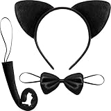 3 Stück Ohren Stirnband Set für Kinder Ohren Schwanz Fliege...