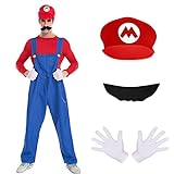 QCCOSER Super Mario Kostüm Set Mario Kostümkleid für Kinder...