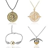 simyron Anhänger Halskette 4 Stück Unisex Harry Potter Goldener...