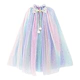 PHOGARY Kinder Umhang Prinzessin Bunt Cape, Tüll Umhang Glitzer...