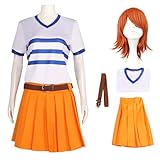 YEAJION Nami Cosplay Kostüm Set mit Perücke Anime One Piece...