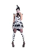 PartyKing Damen Pierrot Sad Clown Kostüm Kleid, weiß/schwarz,...