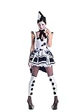 PartyKing Damen Pierrot Sad Clown Kostüm Kleid, weiß/schwarz,...