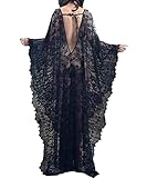 LeofL Damen-Kaftan mit Spitze, lang, Maxi-Strandkleid, Bademantel,...