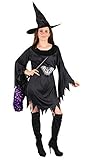 Foxxeo schwarzes Hexen Kostüm mit Hexenhut für Damen Fasching...
