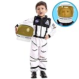 Astronaut NASA Pilot Kostüm mit beweglichem Visierhelm für Kinder,...