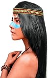 Balinco Indianer Perücke mit glatten Langen Haaren in schwarz +...