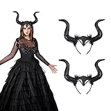 LAMMOK 2er Königin Hörner, Maleficent Kostüm Böse Haarreif Schwarz...