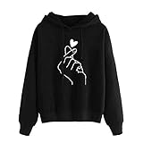 Uni-Wert Damen Kapuzenpullover Langarm Hoodie Pullover Finger Herz...