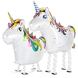 2 Stück Einhorn Folienballon，XXL Einhorn Luftballon ca. 80...