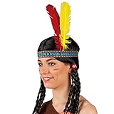 Boland 44136 - Stirnband Indianer, bunt, Federn rot-gelb, one size,...